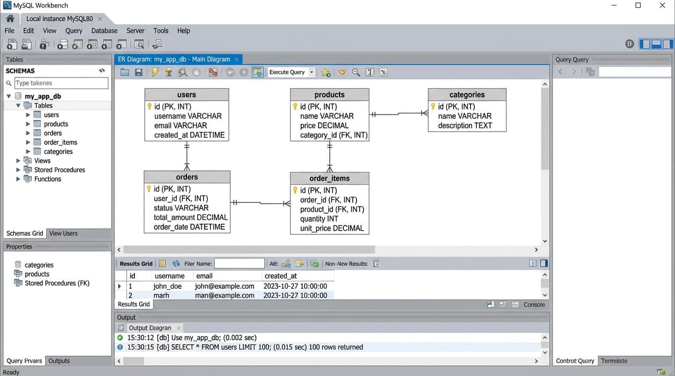 MySQL Workbench ER diagram interface