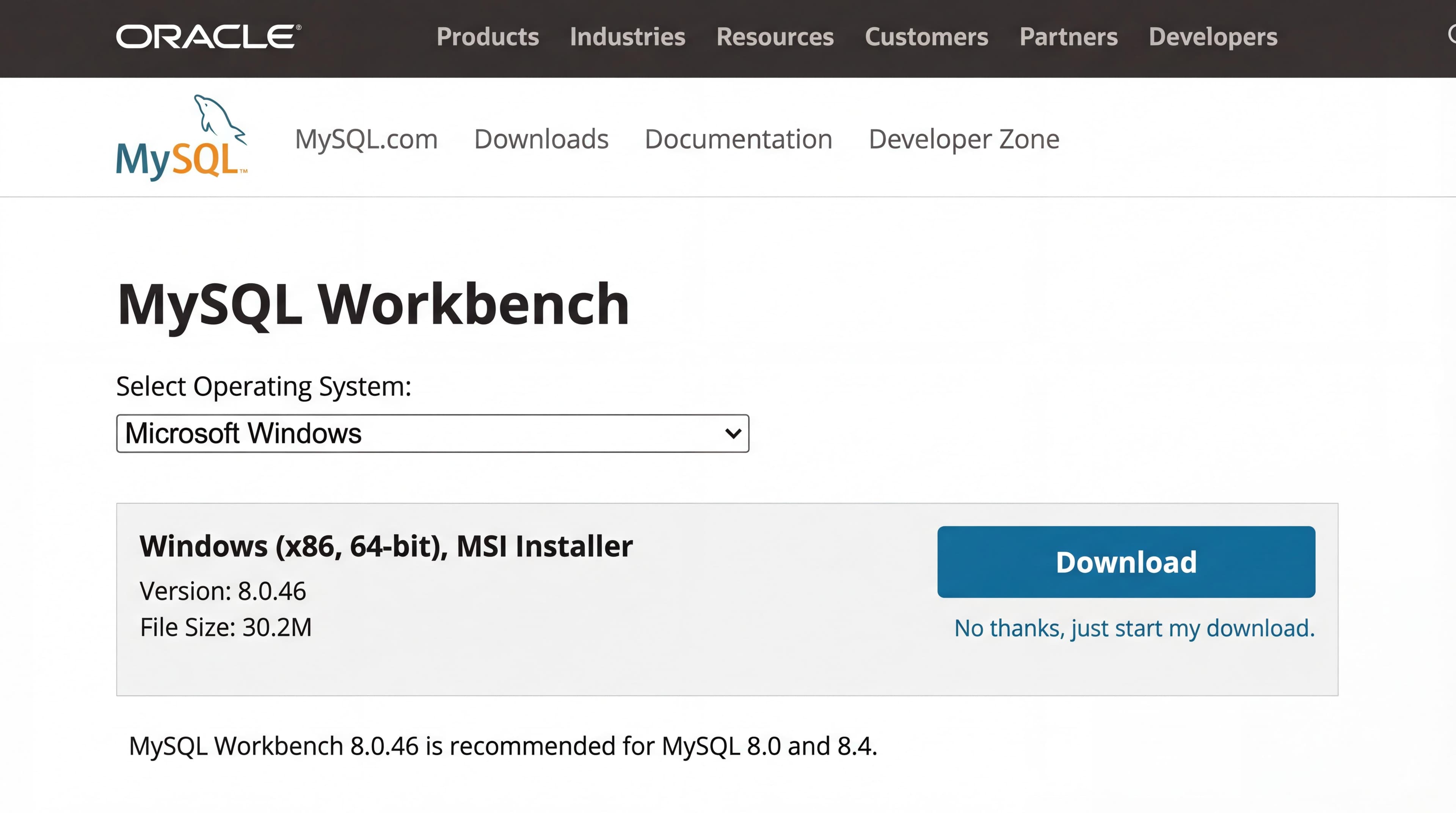 MySQL Workbench official download page