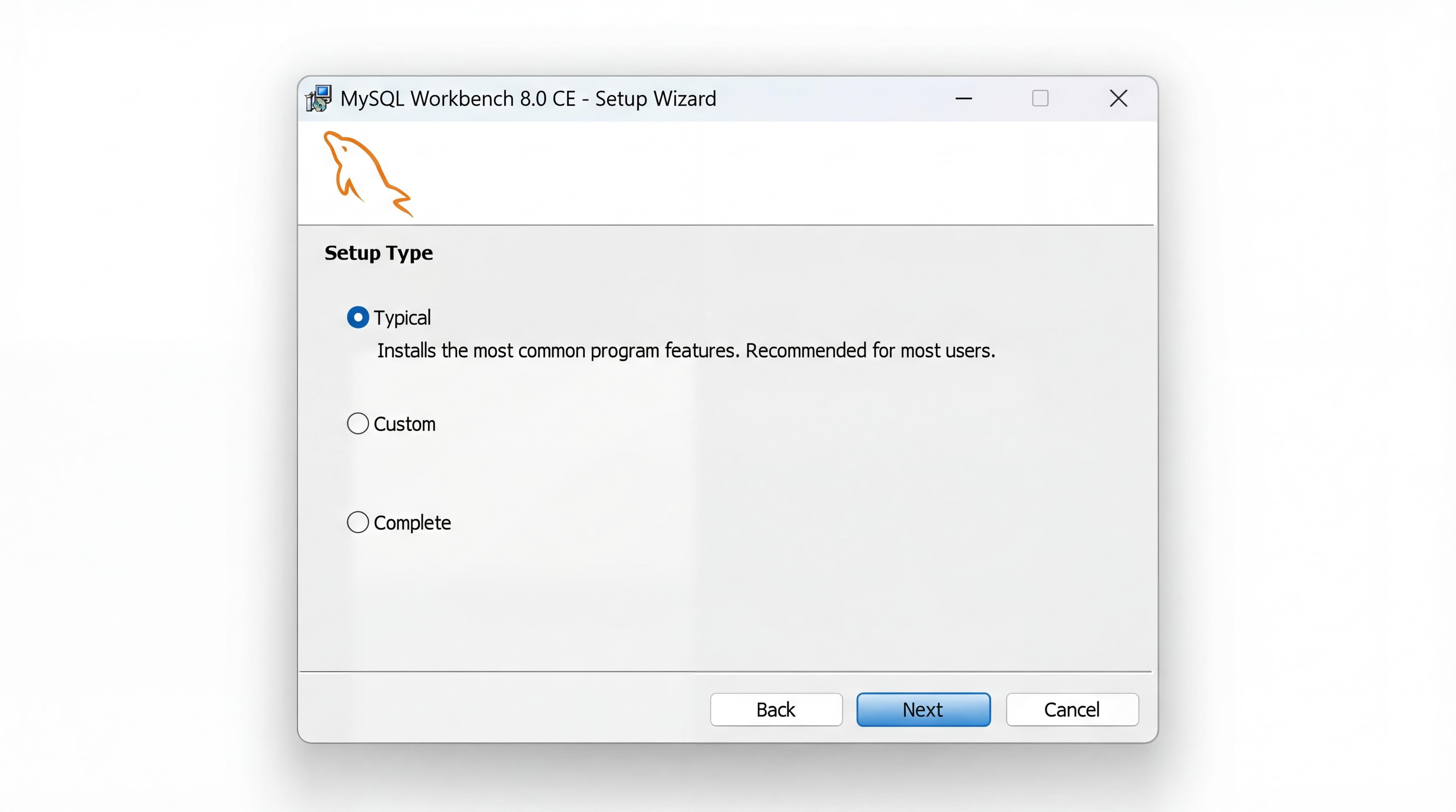 MySQL Workbench Windows installation wizard