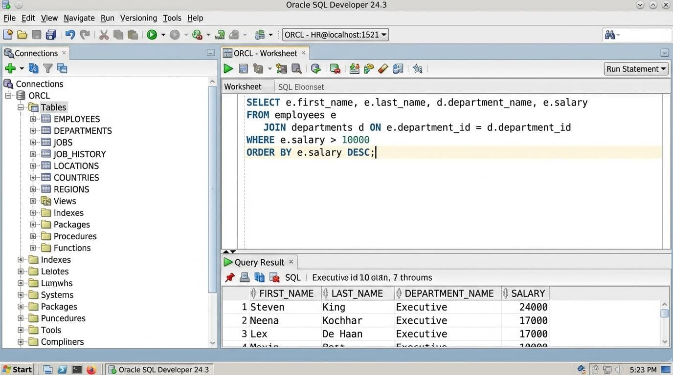 SQL Developer interface